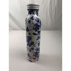 Margot Elena 20 oz Blue White Floral Stainless Steel Water Bottle NWOT